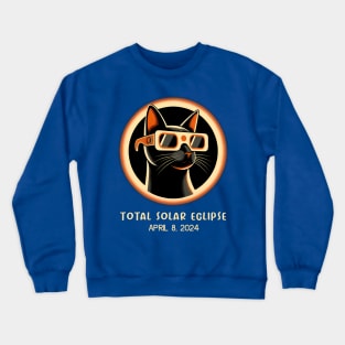 Funny Solar Eclipse 2024 Cat Crewneck Sweatshirt